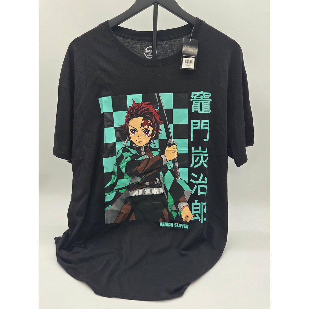 Demon Slayer Tanjiro Kamado Black Graphic T-Shirt XXL NWT 101-349